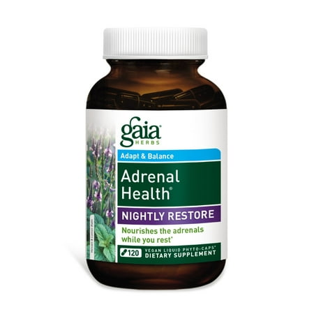 Gaia Herbs Adrenal Health Nightly Restore Vegan Liquid Phyto-Capsules, 120
