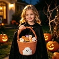 thumbnail image 2 of Gytml Trick Or Treat Basket Halloween Cotton Rope Ghost Candy Bucket Reusable Portable Treat Bag For Halloween Party Favors Holiday Decor(Orange-9.06"), 2 of 6