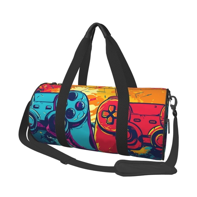 Balery Gaming Bolsa de Gimnasio para Mujeres y Hombres, Bolsa de Viaje Impermeable, Bolsa de Fin de Semana con Compartimento para Zapatos y Bolsillo Húmedo