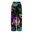 thumbnail image 3 of Women's Mardi Gras Pants Graphic Mask Print Carnival Parade Lounge Pants Drawstring Wide Leg Pants for Women with Pockets, 3 of 3