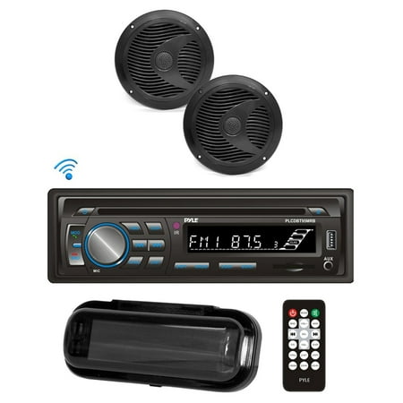 BT Marine Stereo Radio Receiver & Speaker Kit, Hands-Free Talking, CD Player, MP3/USB/SD Readers, AM/FM Radio, (2) 6.5" Speakers