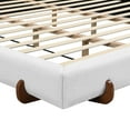 thumbnail image 4 of Christopher Knight Home Unique California King Size Bed Frame, Chenille Upholstered with Solid Wooden Legs, White, 4 of 12