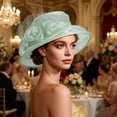 thumbnail image 5 of MexChoioe Women’s Organza Church Tea Party Wedding Fascinator Derby Hat Wide Brim Sun Hats for Women, 5 of 5