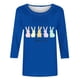 thumbnail image 3 of Tops de Cuello Redondo para las Mujeres Pascua Impresa 3/4 Mangas Blusa, Ligera Imitación Algodón Top Casual, 3 of 5