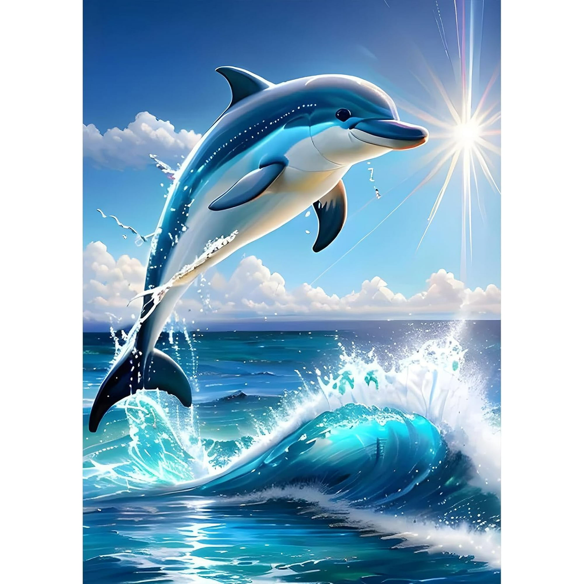 shiyou-DIY 5D Dolphin Diamond Art Painting Kit, Sea Full Round