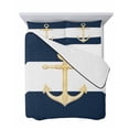 thumbnail image 7 of Yellow Anchor Nautical Full Size Down Alternative Comforter, Lightweight Comforter Quilt Bedding Set with Pillow Shams Navy Blue White Striped All Seasons Bed Comforter Duvet Insert 78"x90", 7 of 7