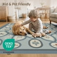 thumbnail image 4 of ODIKA 4'x6' Blue Cream Chateau Geometric Design Washable Area Rug Elegant Floral Motif with Classic Patterns Pet Friendly, Non-Shedding for Bedroom, Reading Nook, 4 of 7