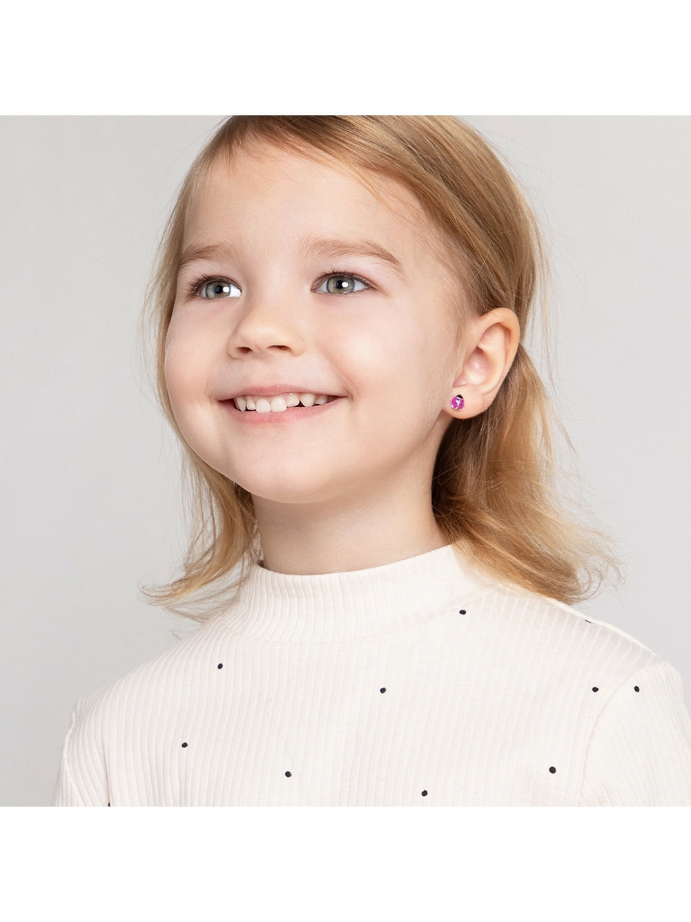 925 Sterling Silver Girls Enamel Ladybug Earrings with Safety Screw Back Toddler