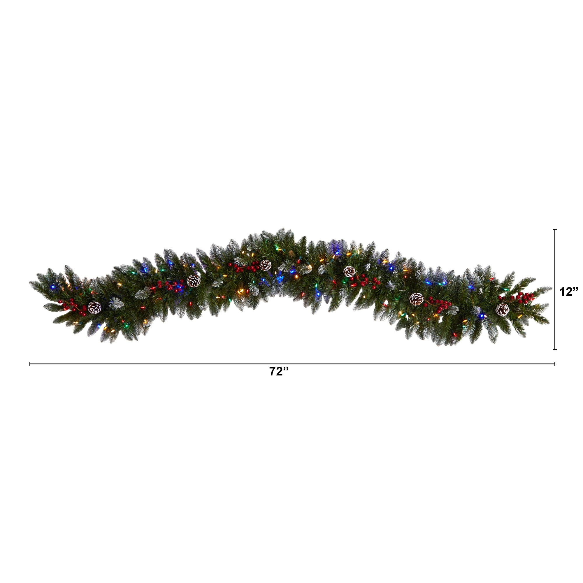 Nearly Natural 6' Snow Tip Christmas Garland with Pinecones, Prelit 100 Multicolor LED Lights