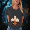 thumbnail image 4 of TOWED22 Womens Cute Ghost Pumpkin Flowers Shirt Fall Pumpkin Vintage Flowers Tshirt Halloween Funny Graphic Blouse Casual Basic Tee(Grey,XXL), 4 of 8