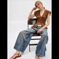 thumbnail image 4 of Blusa de Corta con Botones y Dobladillo con Volantes para Mujer, Estilo Bohemio Y2K, Estilo Cárdigan con Ribete de Encaje, para Verano Marrón Oscuro L, 4 of 7