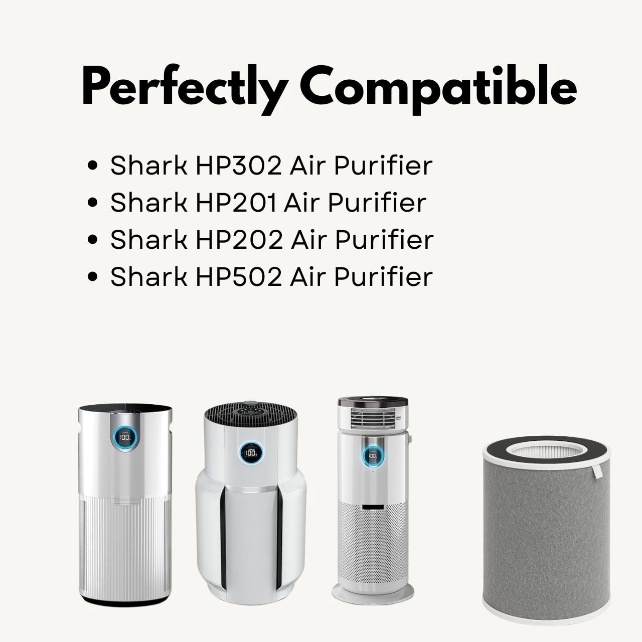 Nispira HP201 HP202 3-in-1 True HEPA Activated Carbon Filter Replacement | For Shark NanoSeal Air Purifier MAX HP200 Series HC501 HC502 | Size 8.68" x 8.68" x 12.1"  1 Pack
