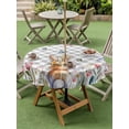 thumbnail image 3 of Easter Outdoor Tablecloth - 60 Inch Round Dining Table Cover, Spring Rabbit Butterfly Botanical Florals Grey Plaid Waterproof Outdoor Table Cloth with Umbrella Hole & Zipper for Picnic/Patio/Party, 3 of 7