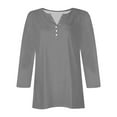 thumbnail image 4 of aidice Womens Tops Casual 3/4 Length Sleeve Notched V Neck Button Comfy Fitting Solid Color Tee Shirts, 4 of 5