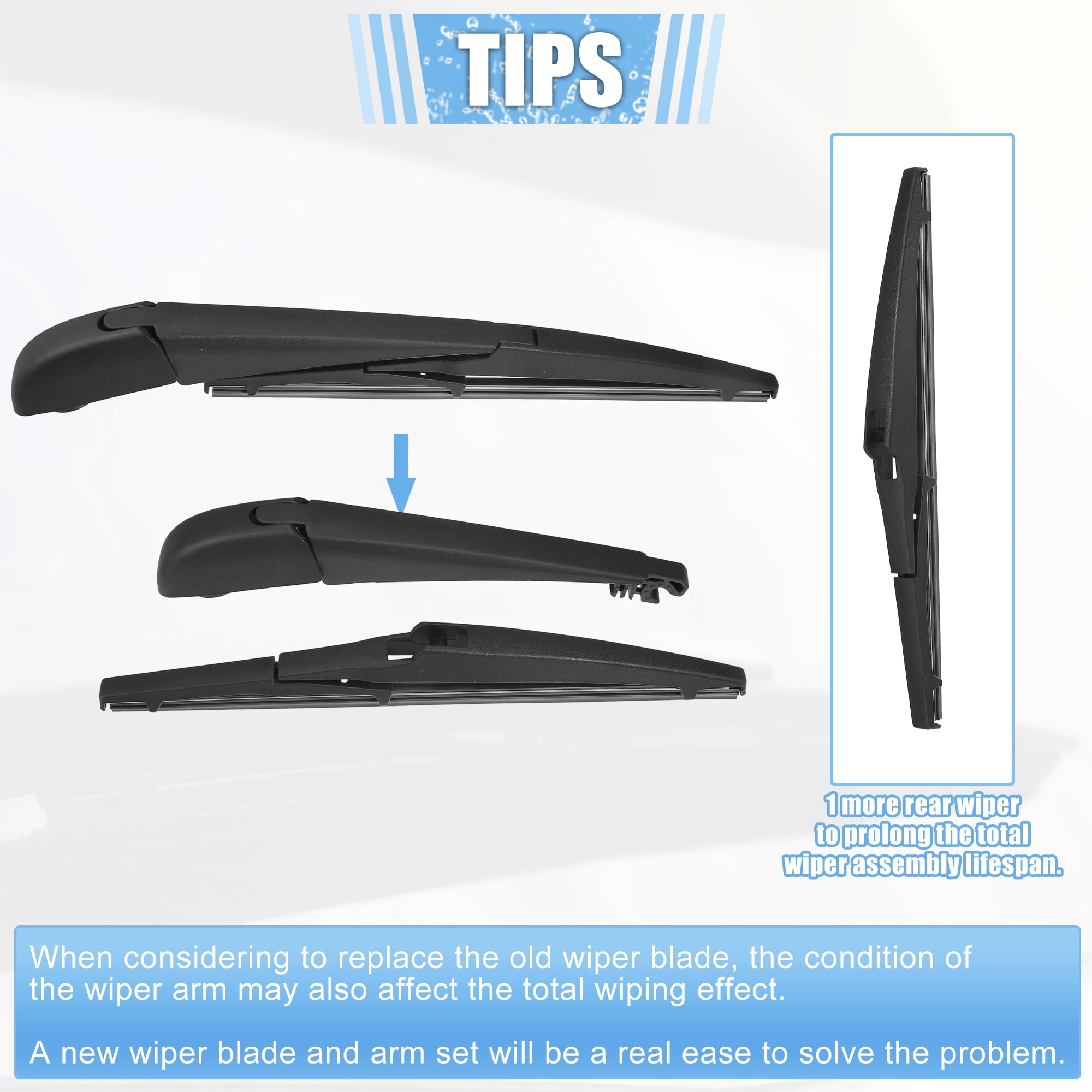 Unique Bargains Rear Wiper Set for Jeep Compass 2017-2022 and for Toyota RAV4 2012-2018