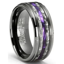 Metal Masters Mens Carbon Fiber Tungsten Carbide Ring Purple Wood Wedding Band Gunmetal 8mm