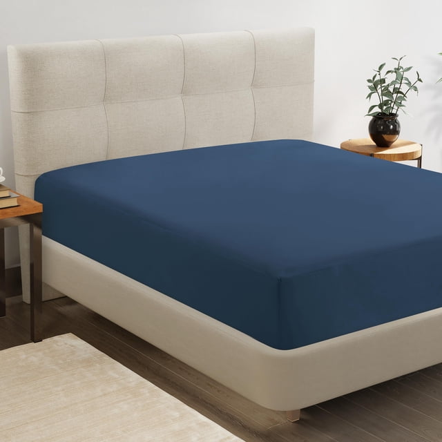Sábana bajera ajustable LANE LINEN Estate, microfibra azul, tamaño king