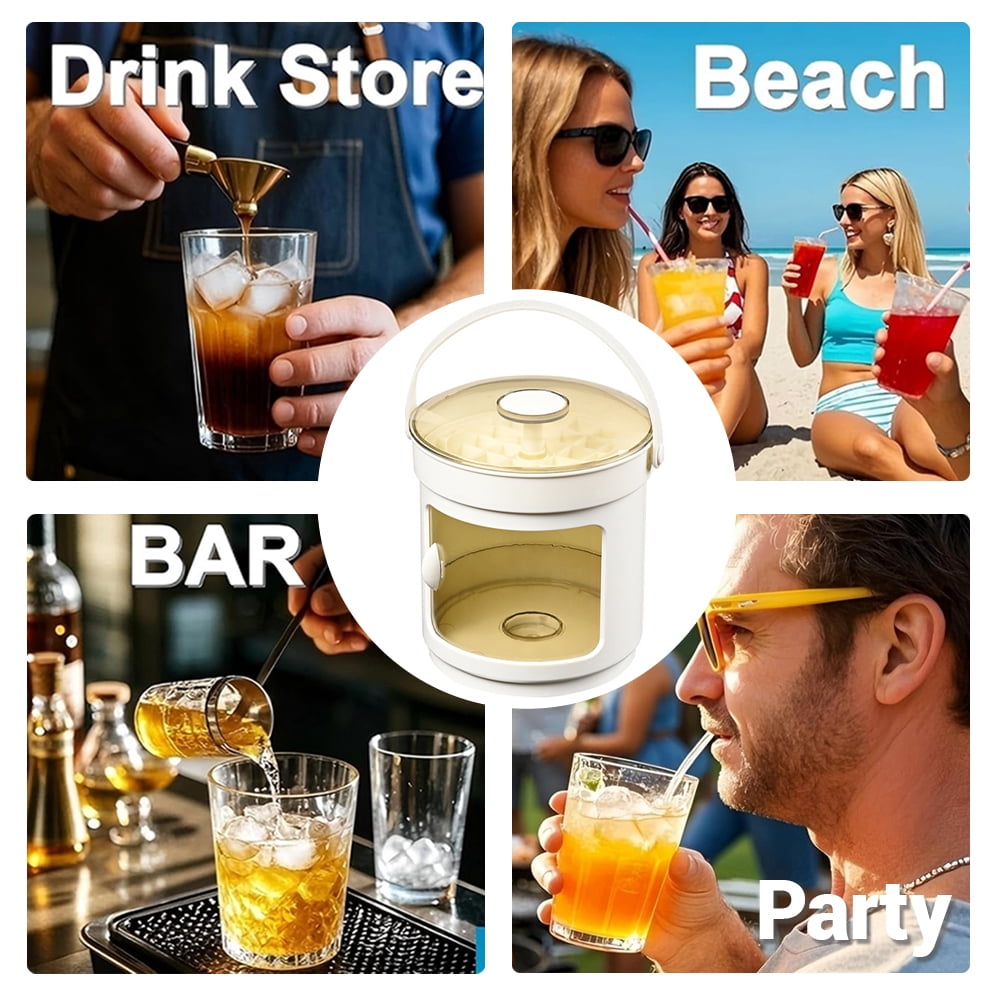 Rotating Ice Tray with Storage Bin - Two-in-one ice tray and storage container, quick-release lever, BPA-free, ideal for freezers, kitchens, and parties (White/Green shipped randomly)