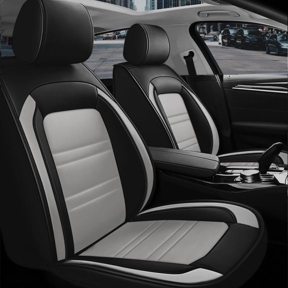 Front Rear Protector Full Set Leather Car Seat Cover Gray For Toyota RAV4 5-Seat