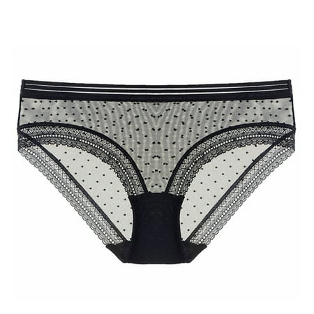 

JFY Low Waist Lady Panties Sexy Seamless See-through Polka Dot Design Women Briefs for Honeymoon