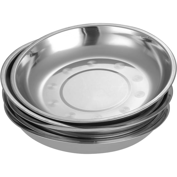 5 Pack 6.3 Inch Small Round Stainless Steel Plates, Food Grade Kids & Toddler Safe Metal Plates, Rust-Proof, Smooth Edge, Reusable Plates for Snacks, Desserts, Small Portion Meals