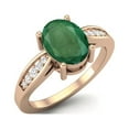 thumbnail image 2 of 8 X 6 MM Oval Emerald 925 Sterling Silver Rose Vermeil Solitaire Anniversary Women Valentines Day Gifts Ring, 2 of 3