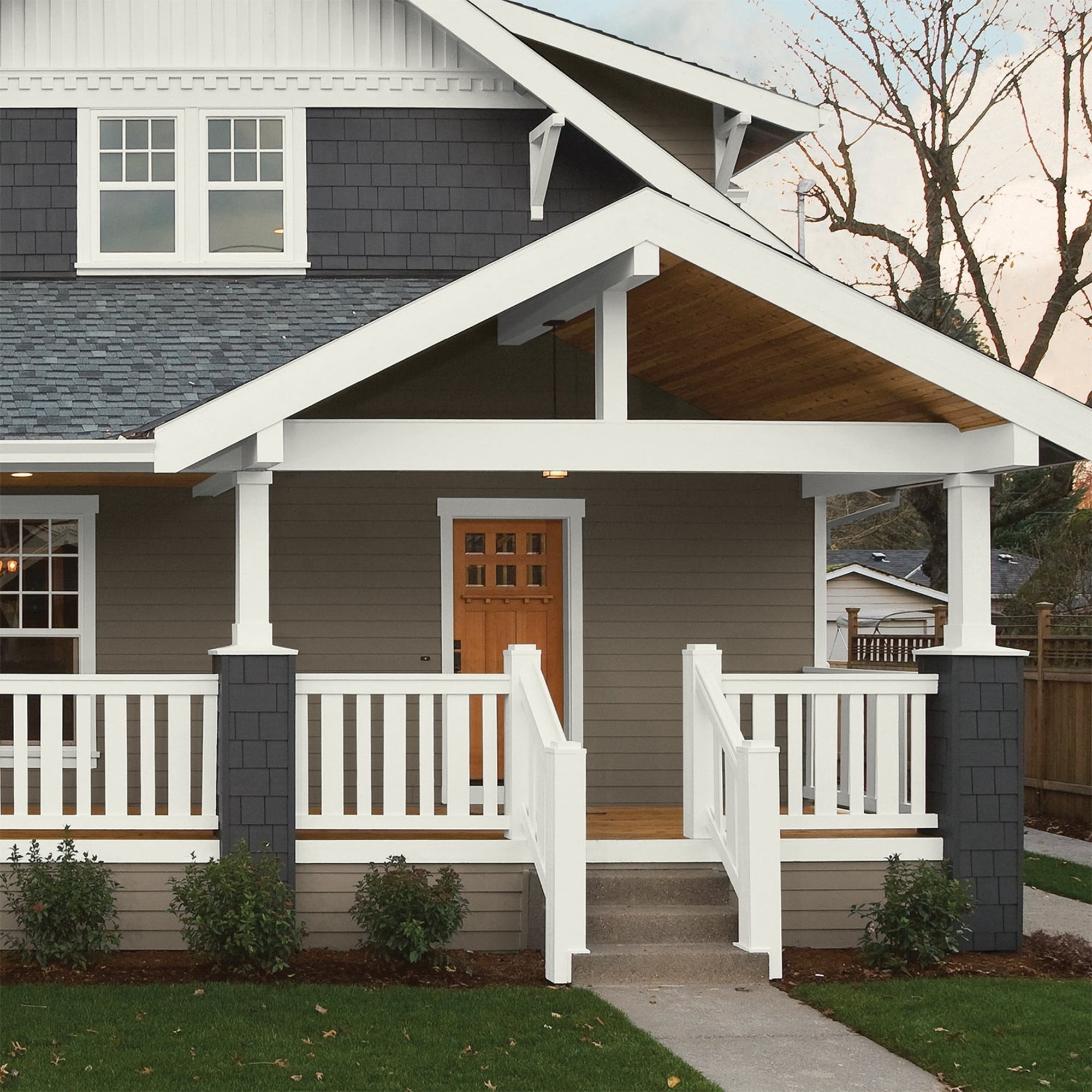 Glidden One Coat Silvery Moon / Gray Semi-Gloss Exterior Paint with Primer, 5 Gallon