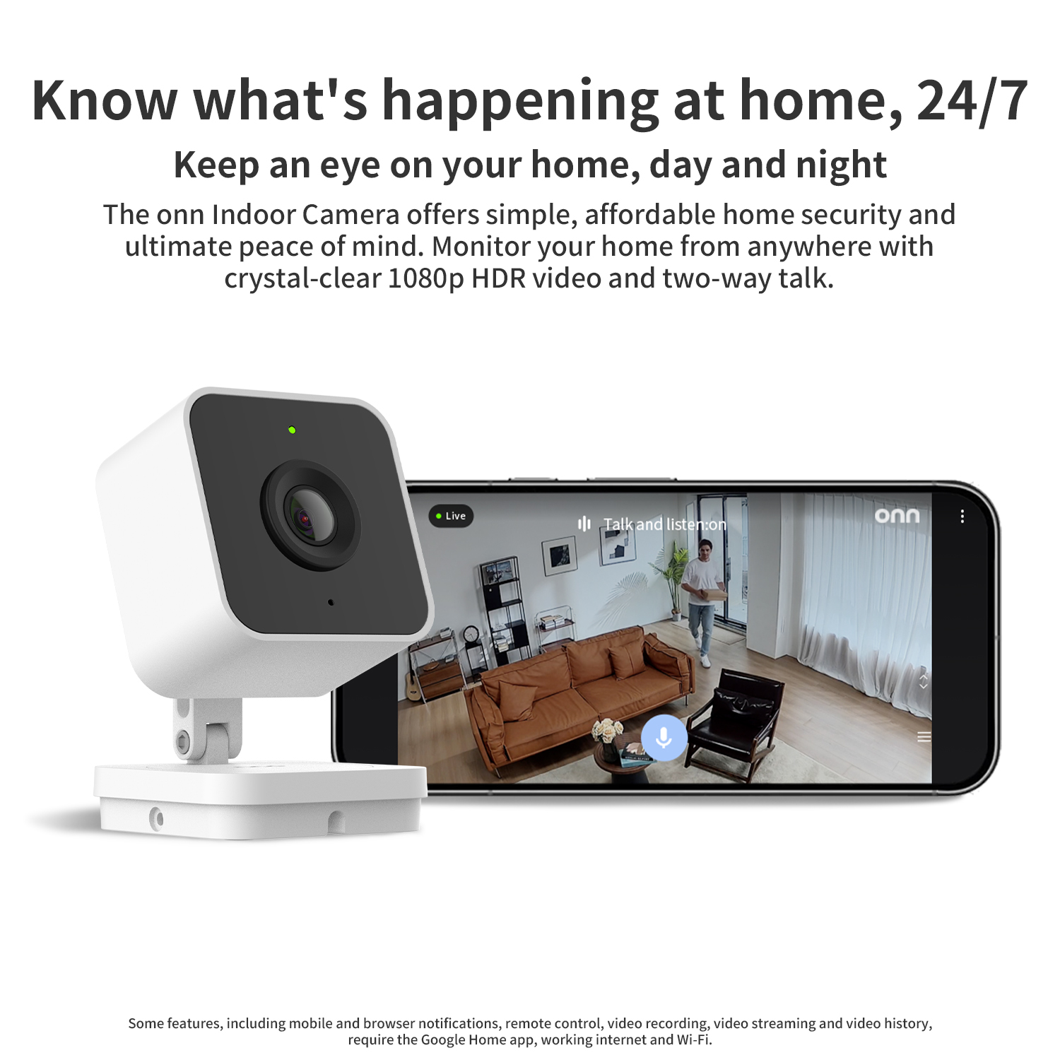 Cámara interior con cable, video HDR 1080p, con Google Home y Gemini, búsqueda en historial de video, descripciones de eventos 6