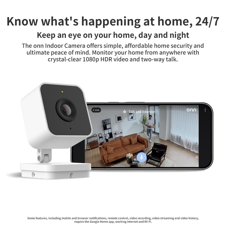 onn Indoor Camera Wired, 1080p HDR with Google Home photo 6