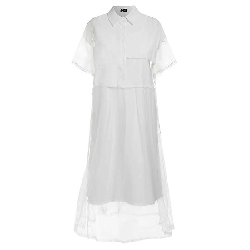 white casual shirt dress