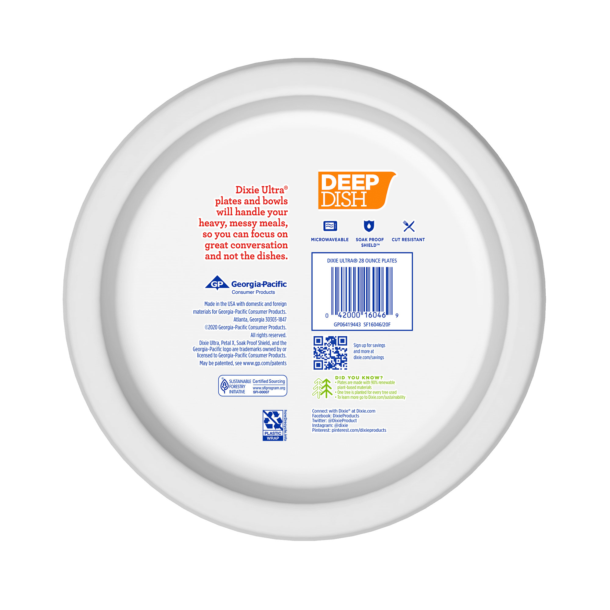 Dixie Ultra Deep Dish Paper Plate, 80 ct.