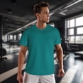 thumbnail image 3 of Wukai Teal Print Men's Short-Sleeved Mesh T-Shirt,Quick-Dry Short Sleeve Workout T-Shirt-Large, 3 of 8