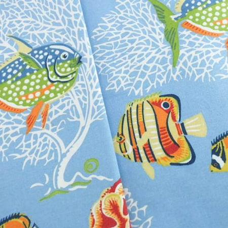 Designer Cotton Blue/Multi Sea Life Print Decorating Fabric, Fabric By ...