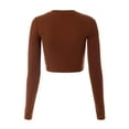 thumbnail image 4 of Made by Olivia Women's Solid Long Sleeve Round Neck Crop T Shirt Top, 4 of 7