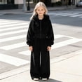 thumbnail image 2 of Mnyotv Girls Zip Fleece Pullover Tops and High Waisted Wide Leg Pants 2Pcs Set Teens Fall Winter Outfits Size 12 Years, 2 of 8