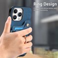 thumbnail image 2 of ShellTech for iPhone 13 Pro Max Retro PU Leather Wallet Case with Card Holder Ring Stand RFID Function Credit Card Slot with Ring Stand Protective Cover Wrist Strap,Blue, 2 of 11