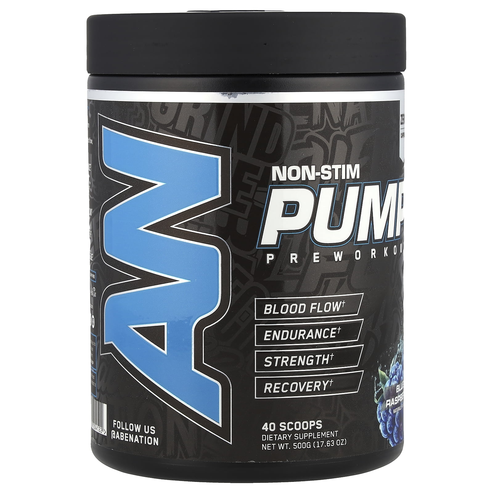 ABE Zero Stim Pre-Workout for Explosive Focus, Energy, and Muscle Pumps | Blue Razz | 40 or 20 Servings | Stimulant-Free Formula | Citrulline Malate, Creatine, Beta-Alanine