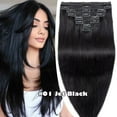thumbnail image 3 of Benehair Double Weft 8pcs Clip In Real Remy Human Hair Extensions Full Head THICK Black 10"-24", 3 of 12