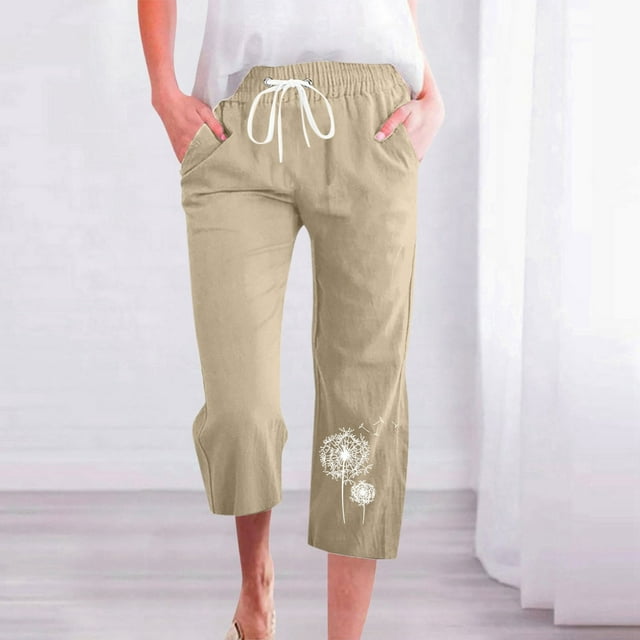 Women Casual Summer Drawstring Elastic High Waist Pants Straight Wide Leg Trousers Pant Rompers for Women Casual Pants for Women Casual Lady Basketball Jumpsuit plus Size Casual Pants Suits for Women