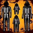 thumbnail image 5 of HJYCHN Suits Family Halloween Pajamas Halloween Family Pajamas Skeleton Print Hooded Zip Front Long Sleeve Full Length Homewear, 5 of 6