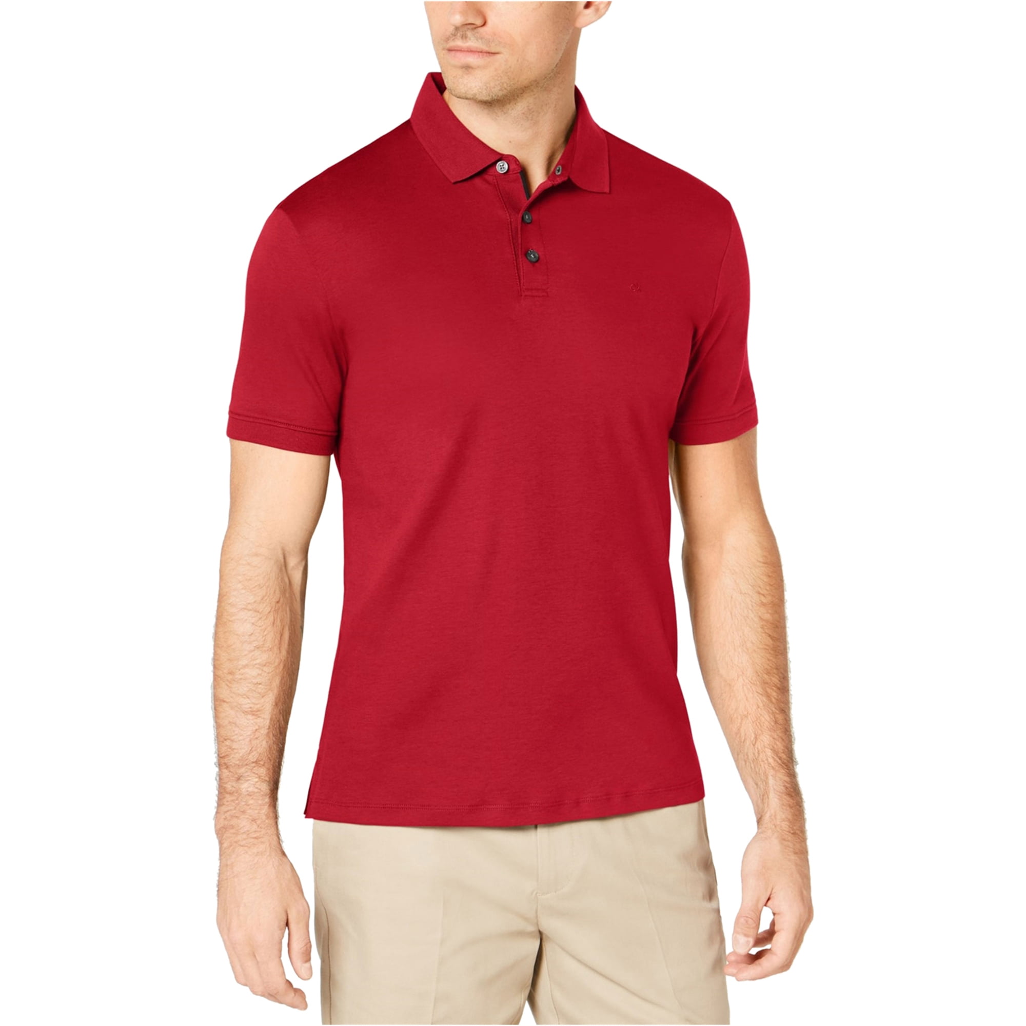 Calvin Klein Mens Liquid Touch Rugby Polo Shirt, Red, XX-Large 