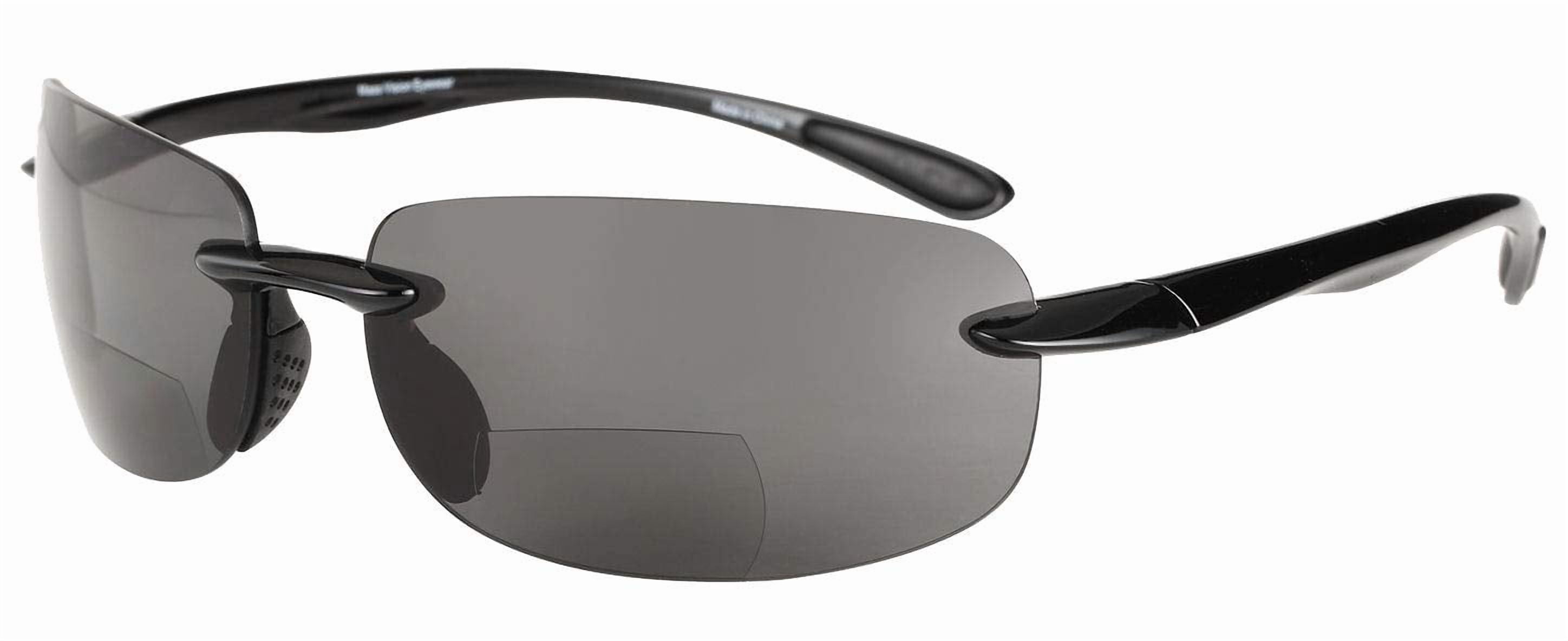 "The Influencer" 2 Pair of Sport Wrap Bifocal Sunglasses for Men and Women - Black/HD Amber (Polarized) - 2.00