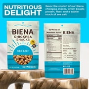 BIENA Chickpea Snacks, Roasted Chickpeas, Sea Salt, Crunchy Healthy Snacks, High Protein & High Fiber Vegan Snack, Gluten Free Plant Based Snack for Adults & Kids, 4-Pack, 5 Oz Bags
