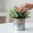 thumbnail image 5 of Artificial Eucalyptus Plants in Galvanized Metal Pots, 3 Pack Small Faux Greenery, 7.5in Farmhouse Decor for Laundry Room, Bathroom Shelves, Desk Decor, 5 of 6