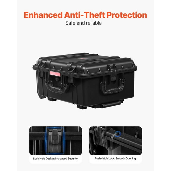 Tactical Equipment Case, 57x45x28cm Heavy-Duty IP67 Waterproof Box with Pre-Cut Foam, Retractable Handle & Wheels for Travel, Hunt, Military Use
