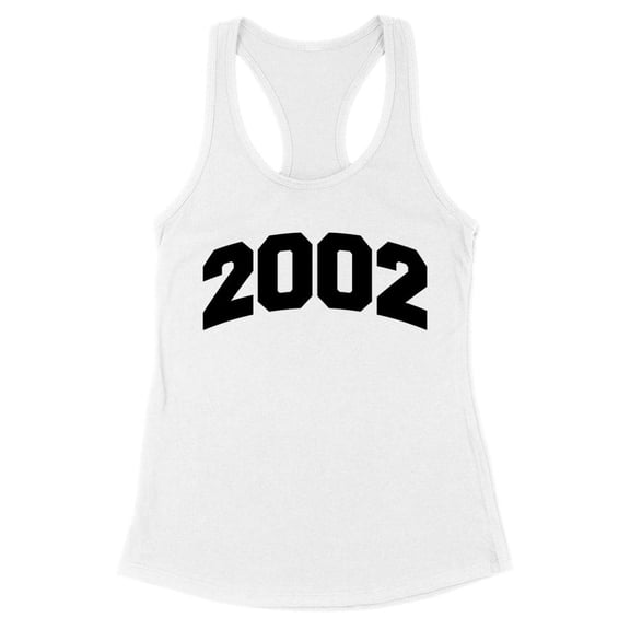 2002 College Style Tank Top Fitted Racerback Women's Large White