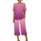 thumbnail image 4 of Conjunto de Pijama de Mujer Estampado Cuello Redondo Camiseta de Manga Corta Y Pantalones, Ropa de Salón con Bolsillos, 4 of 9