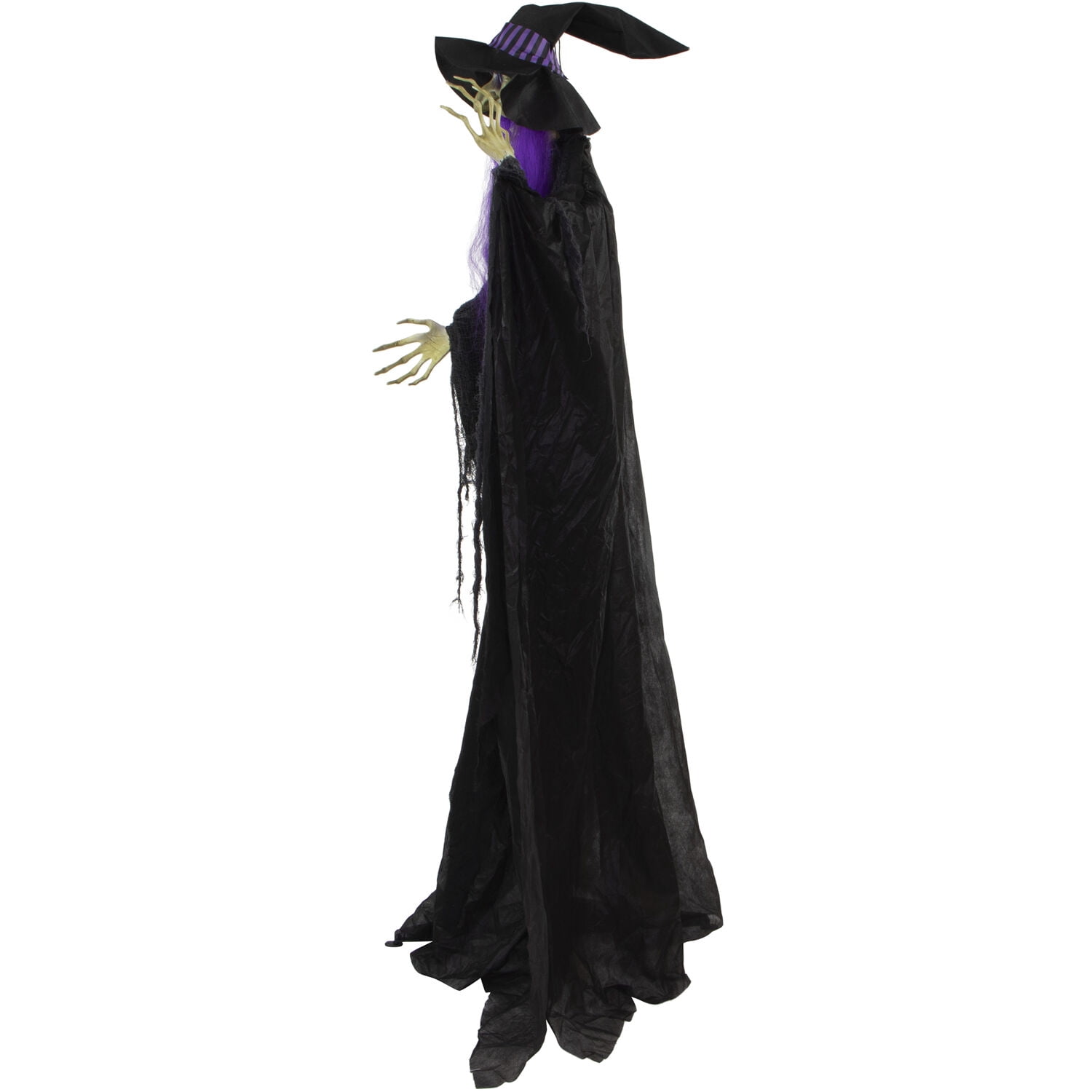 Haunted Hill Farm 6-Ft. Life-Size Witch Prop with Lights and Sound, Indoor/Covered Outdoor Halloween Decoration, HHWITCH-36FLSA