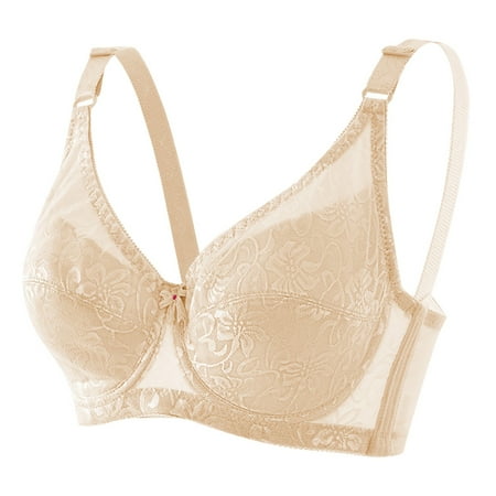 Pavied Minimizer Bras Bralettes for Women Feelingirl Bra Womens Daily Solid Lace Gathered Bra Straps Breast Cup Underwear Seamless Bras Underwire Bras Beige 36