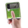 thumbnail image 4 of Mantto For Samsung Galaxy Z Flip 4 Case, Luxury Laser Ultra Slim Leather Case for Shockproof PC Bumper & Leather Back Wireless Charging Cover for Samsung Galaxy Z Flip4, Green, 4 of 9